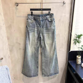 高版本BL家巴黎26ss新款水洗破坏直简喇叭牛仔裤显瘦裤男女同款