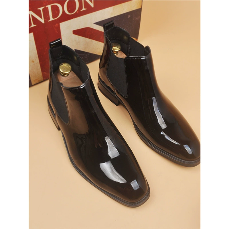 Новые мужские сапоги Челси молодежный тренд лака
