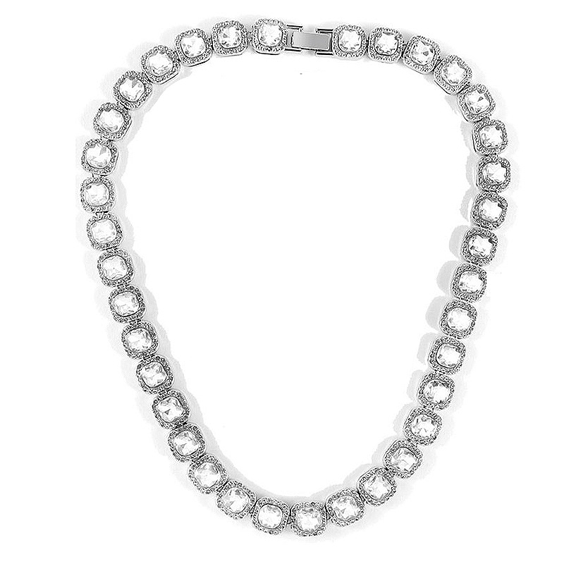 Europa und die Vereinigten Staaten Hiphop Hiphop voller Diamant Halskette Schmuck 13mm Platz Rock Zucker Patchwork Kuba Halskette Armband Schmuck_voghion.com