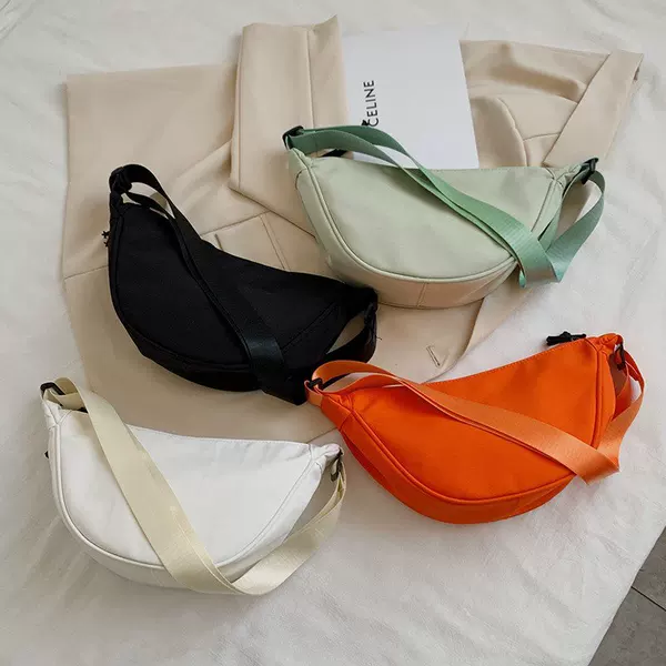 Nylon Crossbody Bag for Women 2026 New Trendy Dumpling Bag Lightweight Small Shoulder Bag Underarm Bag Simple Solid Color Shoulder Bag