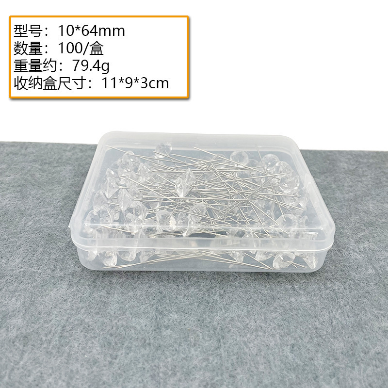 Aguja de posicionamiento de diamante de costura manual de mosaico fijación de perlas agujas de posicionamiento de ropa agujas de caja enlatadas transparentes