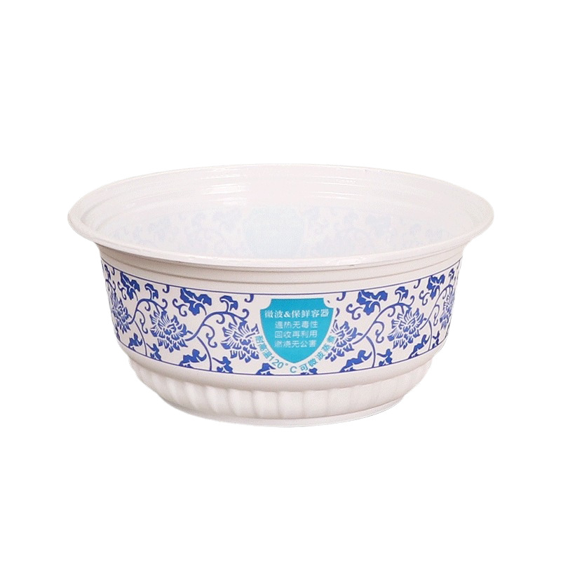 Cuencos azules desechables 1230PP material engrosado caja de comedor redonda con cubierta caja de embalaje para llevar especial refrigerador de microondas