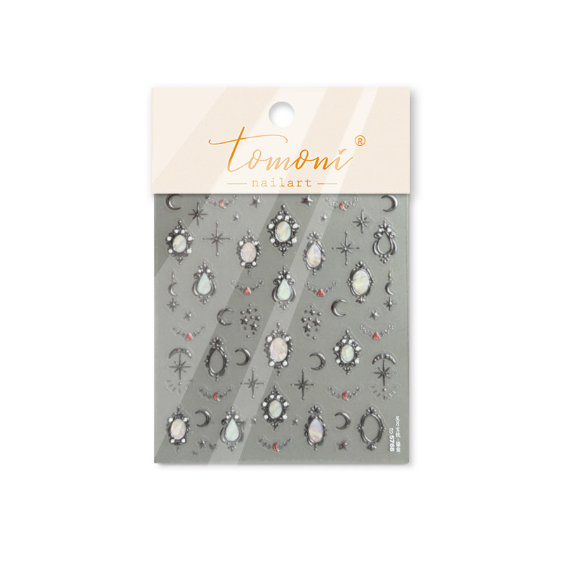 Pegatinas de manicura dorada tomoni pegatinas de manicura dulces, ligeras y de lujo pegatinas de uñas, gafas de sol y luna, pegatinas de joyería de manicura dorada image 6