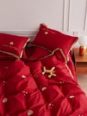 新婚祝福！貢緞全棉純棉婚慶四件套結婚中式喜慶婚嫁床上用品