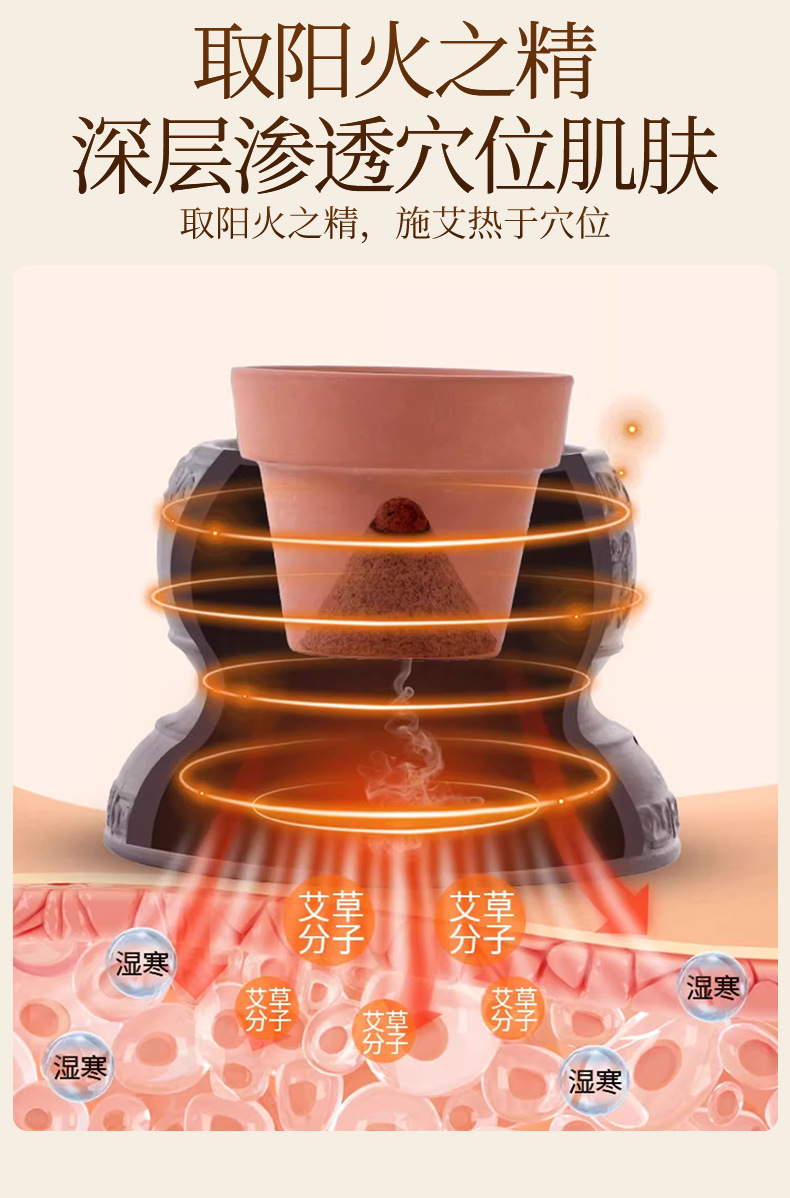 Moxa Navel Warming Jar Ai Ta Qi Jiu Portable Ceramic Moxibustion Tool for Home Wellness Use key features