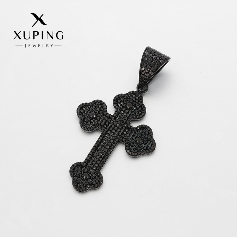 Xuping personalidad dulce y fresco viento colgante de cruz nicho de diseño sin género pistola de aleación de cobre collar negro al por mayor