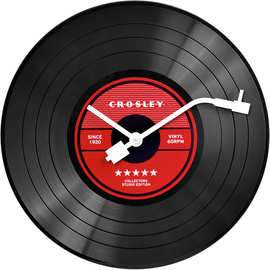 北欧简约时尚涂鸦仿黑胶唱片装饰挂钟生日礼物创意客厅时钟摆件