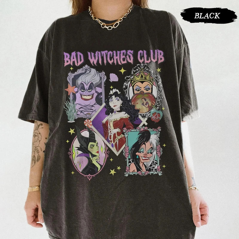 Cross-Border European Size Pure Cotton Comfortable Color Retro Style Coquette Bad Witch Club T-Shirt Fun and Funny Style