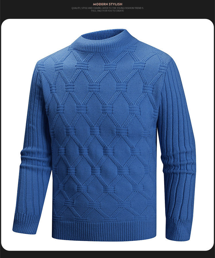 Vêtements pour hommes - Pull en maille douce pour homme, style décontracté d'hiver, à torsades, col rond, coupe ample, manches longues, pour adolescents et jeunes adultes_voghion.com