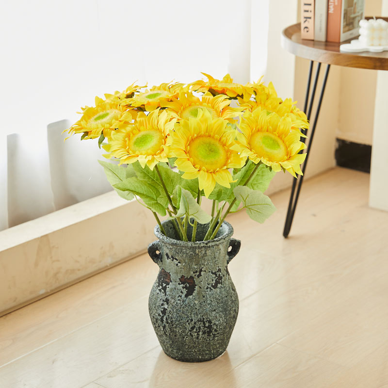 清新单支向日葵仿真花奶油系家居客厅餐桌假花装饰摆设新款假花详情2