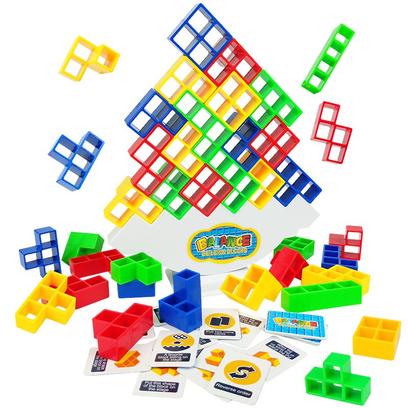 (2개) 어린이 스윙 스태킹 테트리스 빌딩 블록 데스크탑 부모-어린이 대화 형 균형 건물 블록 스택 장난감