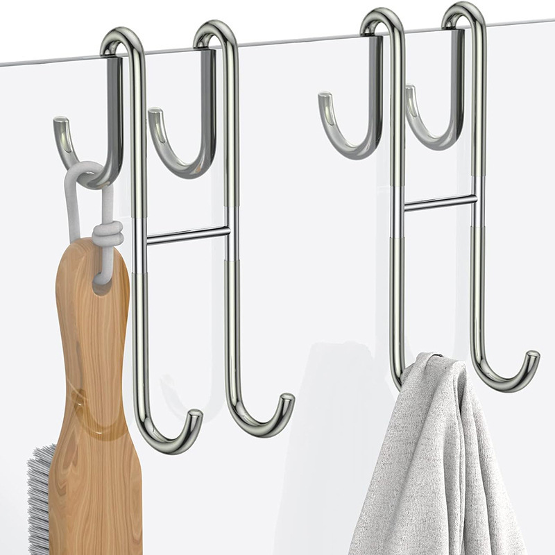 304 Stainless Steel Hook S Hook Double-sided Metal Non-staining Clothes Hook Bathroom Glass Door Hook Back Hanging Double Hook Hook 304 Stainless Steel Hook S Hook Double-sided Metal Non-staining Clothes Hook Bathroom Glass Door Hook Back Hanging Double Hook Hook