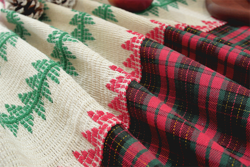 Runner a quadri patchwork per il commercio estero transfrontaliero, tovaglia da caffè con decorazioni natalizie, copritavolo da pranzo,_voghion.com