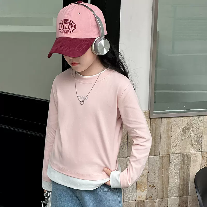 女童春秋款长T恤韩系打底衫2025新款秋季新品柔软洋气宽松童装