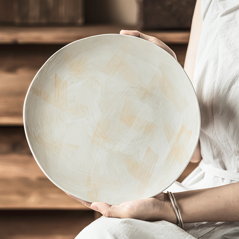 Creativo Graffiti Plato de cerámica Plato de hogar retro Plato plano Plato práctico Plato de ensalada Plato de cena Plato poco profundo