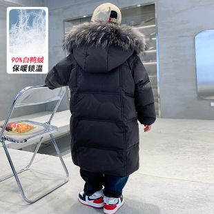 Children's Clothing Boys Long down Jacket Winter Clothing 2025 New Kidsren's Winter Genuine 90 White Duck down Jacket Black