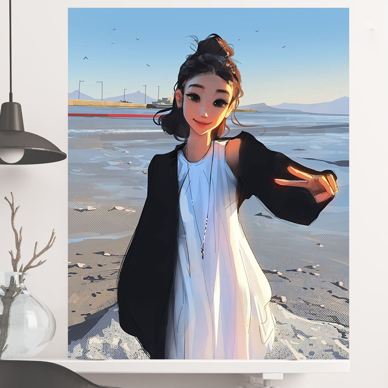 DIY Digital Oil Painting Decorative Painting Cross-Border Southeast Asia Shopee Indonesian Philippines Aliexpress Cartoon Series