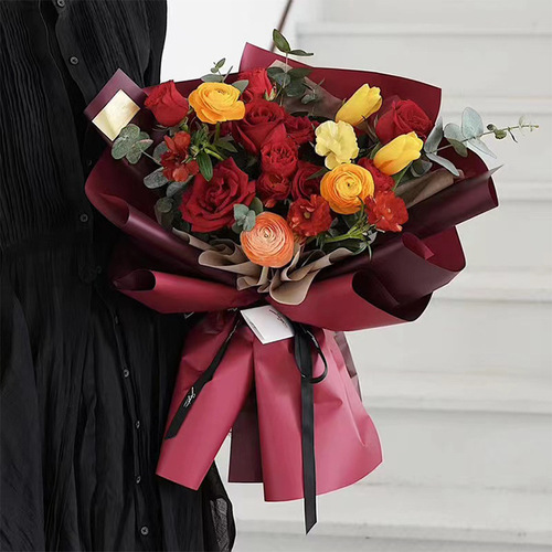 Factory wholesale diy flower wrapping material two-color waterproof floral flower shop gift wrapping paper flower packaging Ouya paper
