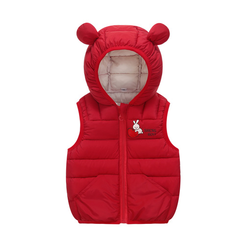  new autumn and winter Macaron children's clothing baby down jacket vest for boys and girls front button cartoon children's vest
