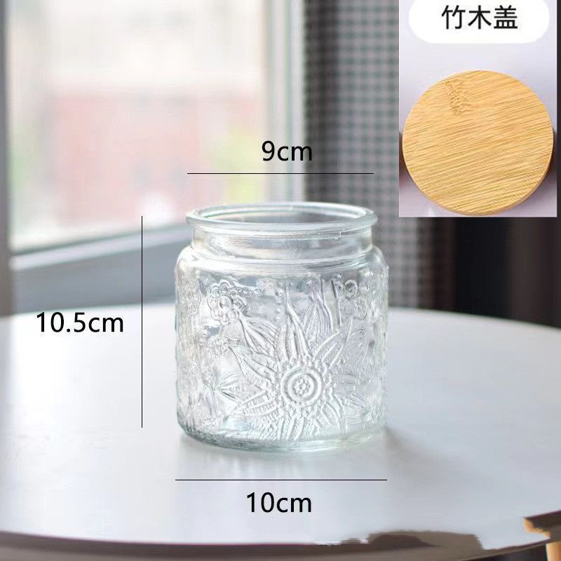 雕花海棠玻璃密封储物罐厨房家用干果零食大容量收纳喜糖罐食品级|undefined
