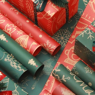 Christmas gift box gift wrapping paper flowers bouquet gift bag flower paper thickened kraft paper handmade diy material