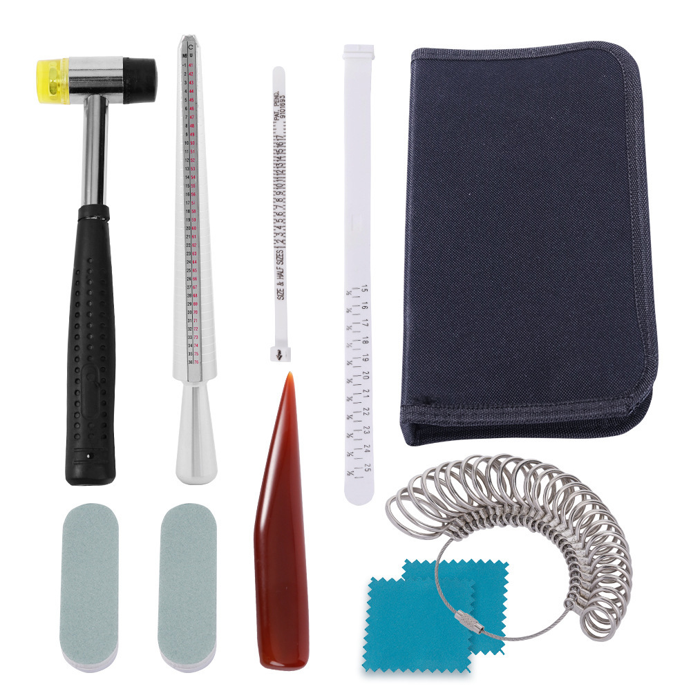 USUK Size US/UK Standard Ring Sizing Kit with Measuring Ring, Shaping and Repair Set, Finger Measuring Box Set