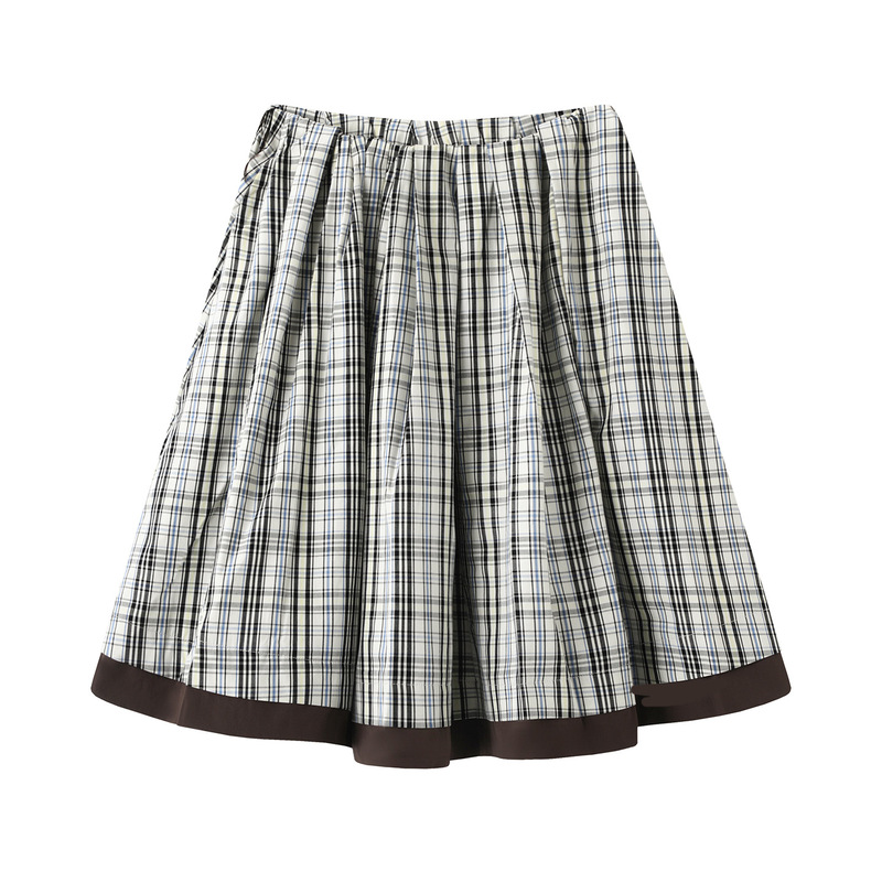 2025冬季新款女装撞色拼接刺绣花格子A字半身裙短裙子RL91503212|undefined