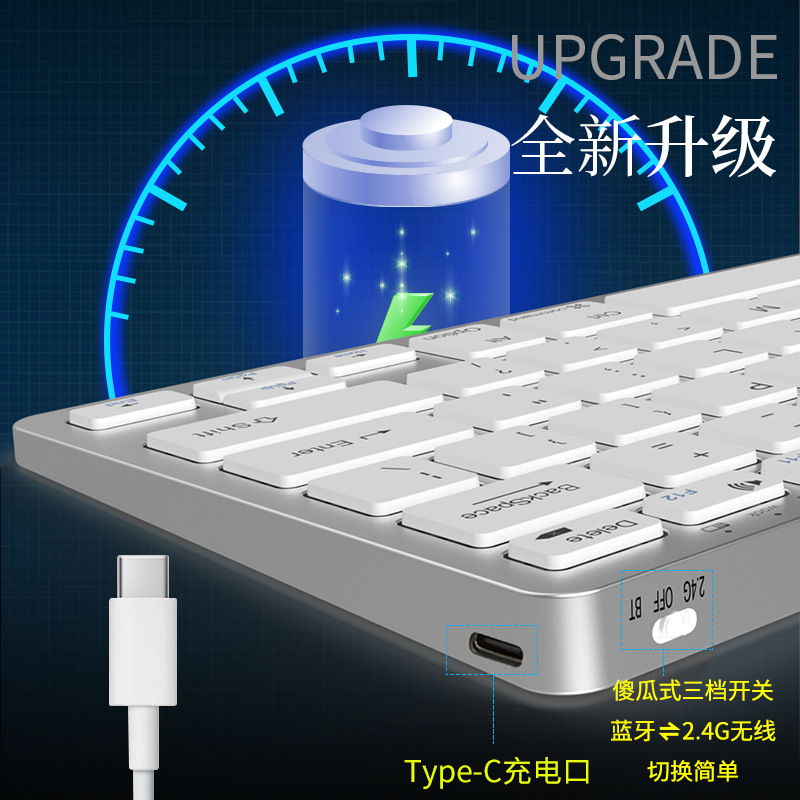 78 clave Typec interfaz Bluetooth teclado inalámbrico ratón traje 2,4G de carga Mute Oficina Teclado Inalámbrico