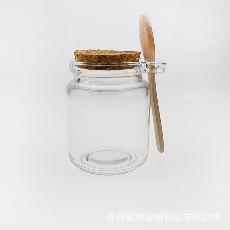 批发浴盐瓶软木盖木勺耳朵玻璃瓶布丁奶酪调味罐糖果食品收纳瓶