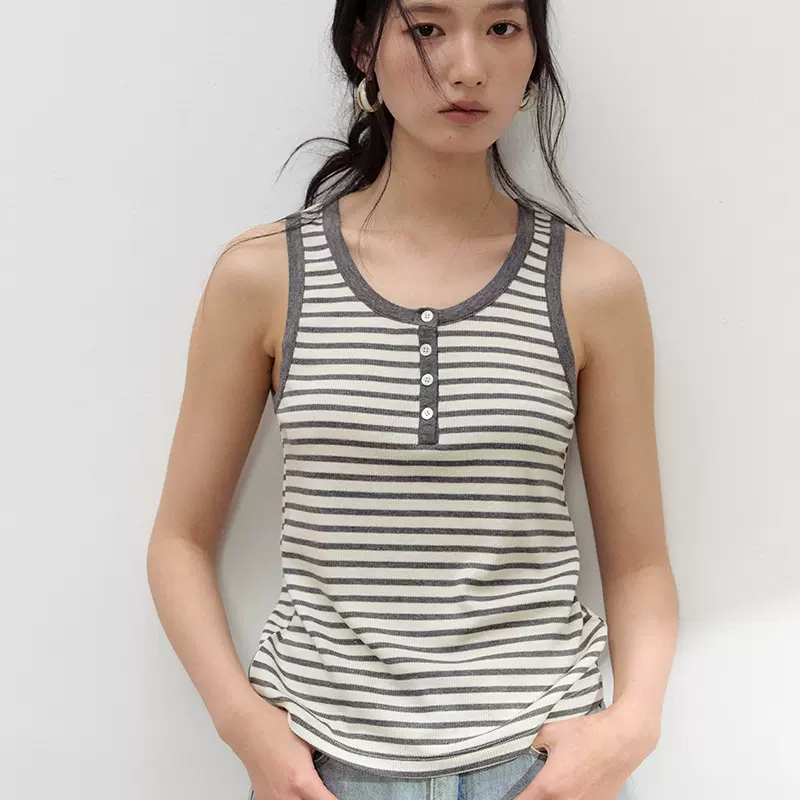 醋酸亚麻背心女春夏天丝莱赛尔纽扣吊带亲肤百搭运动休闲打底衫