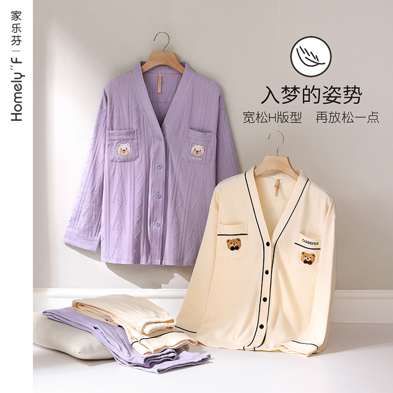 2022 nuevos pijamas de mujer de primavera y otoño 100% algodón de manga larga homewear más traje de tamaño