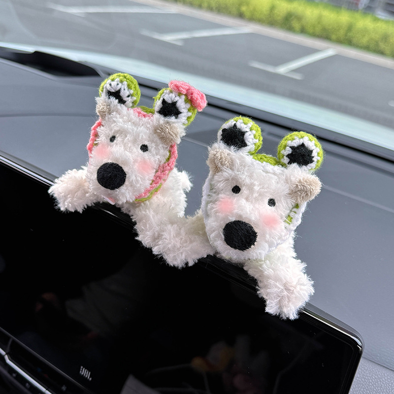 West Highland cachorro decoración de bloqueo de coche limpiaparabrisas de coche luz de dirección muñeca muñeca decoración de coche mujer linda