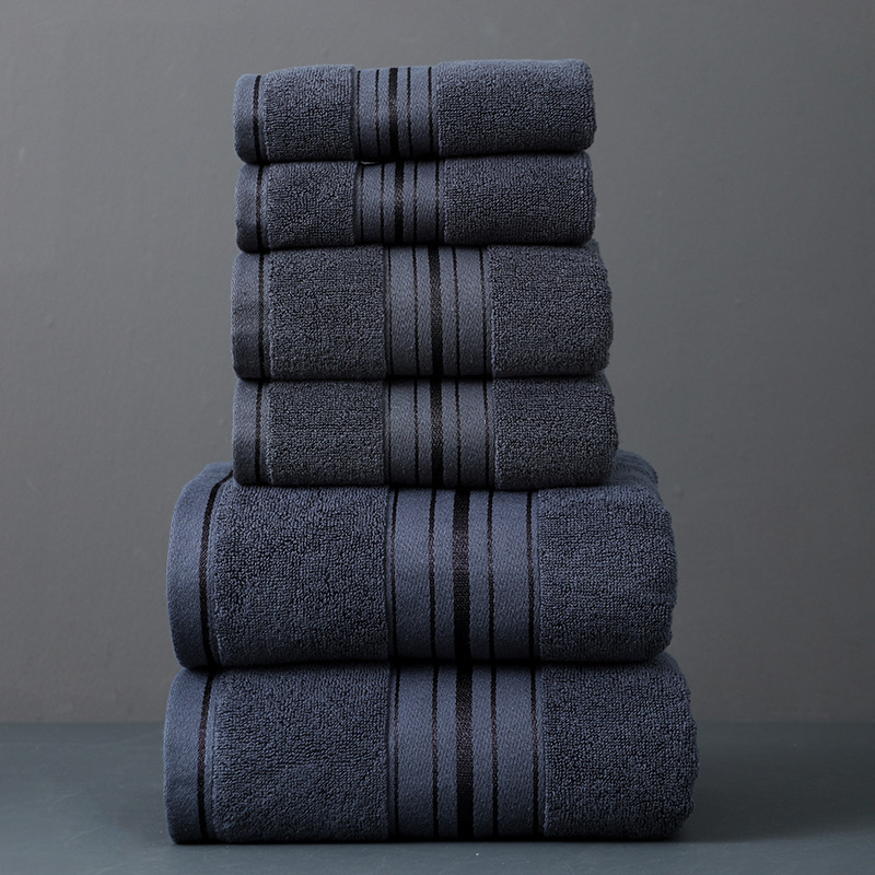 Cross-Border Cotton 6-Piece Square Towel Towel Bath Towel Set Extra Thickeneded Household Face Wash and Bath Pure Cotton Beach Towel