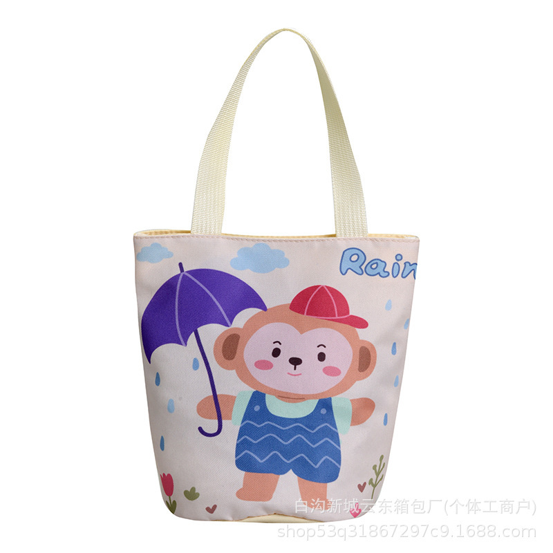 2025 新かわいい漫画ポータブルバケツハンドバッグママバッグ通勤弁当箱学生布バッグ|undefined