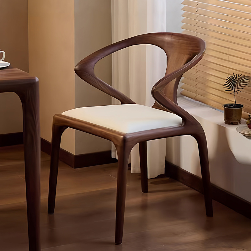 North American Black Walnut Solid Wood Dining Chair, Tea Room Master's Light Luxury Design, New Chinese Style Armrest Backrest Desk Chair North American Black Walnut Solid Wood Dining Chair, Tea Room Master's Light Luxury Design, New Chinese Style Armrest Backrest Desk Chair