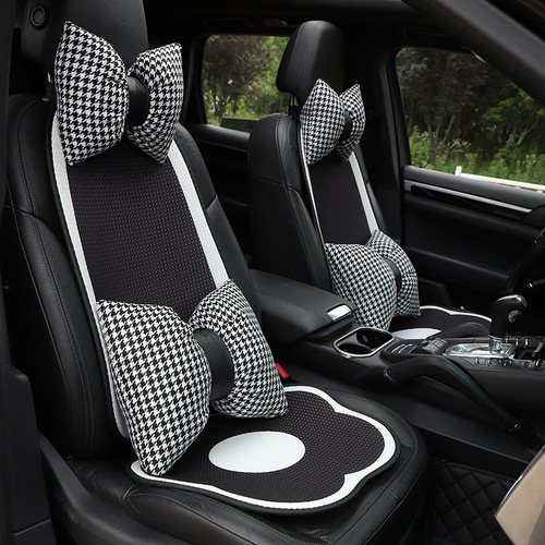 Car Lumbar Neck Pillow Stylish and Simple Houndstooth Car Comfort Lumbar Pad Summer General Car Supplies