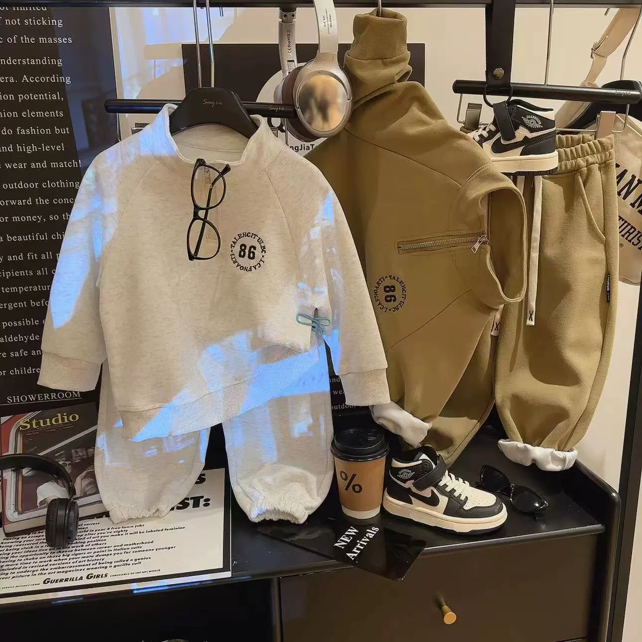 儿童卫衣套装秋款 女童棉质长袖开衫运动服 男宝宝拉链韩版两件套