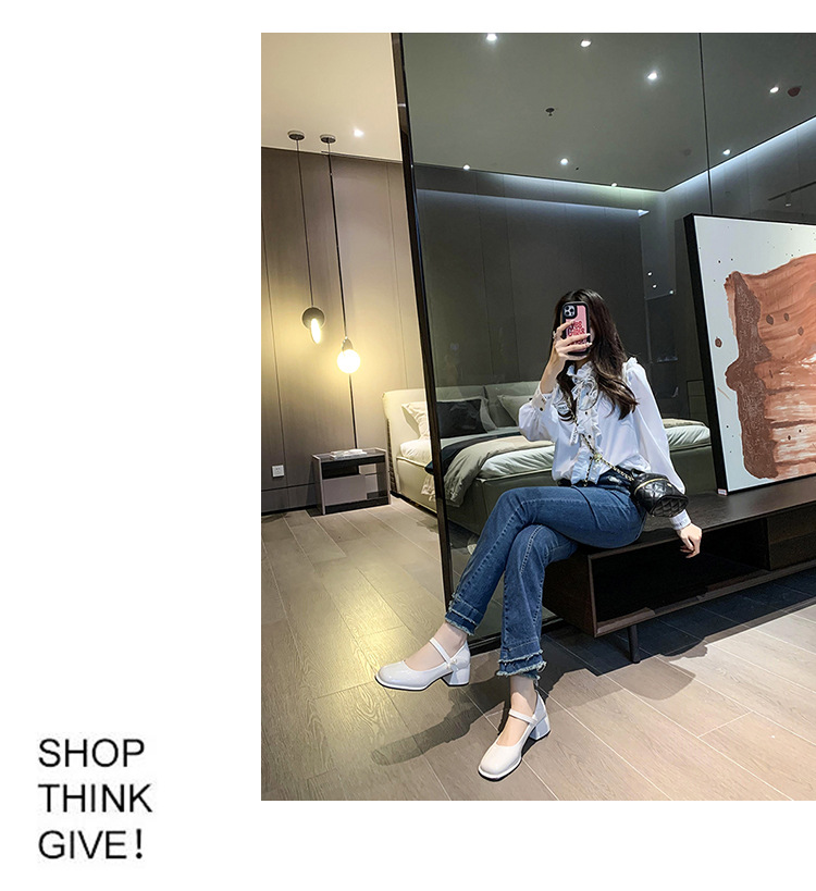 Mary Jane Little Leather Children's Summer 2024 Spring/Summer New Pearl Button Fairy Soft Thick Heel Shoes Girl_voghion.com