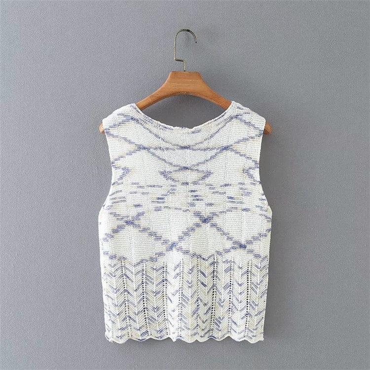 color wavy edge knitted vest   NSLD21073