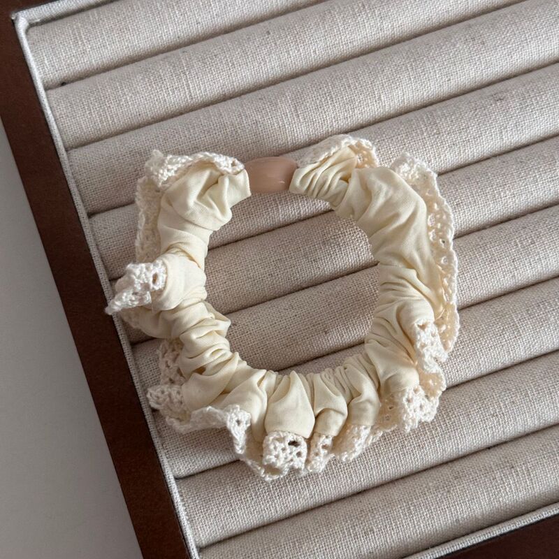网红花边布艺发圈简约风高弹力不伤发扎头发皮筋发绳马尾丸子头绳|undefined