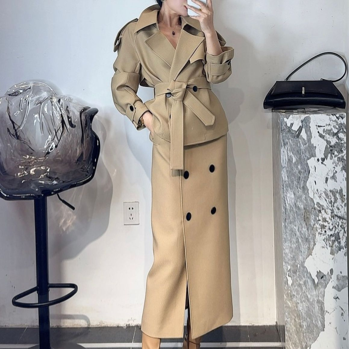 Demi-season classic khaki professional set