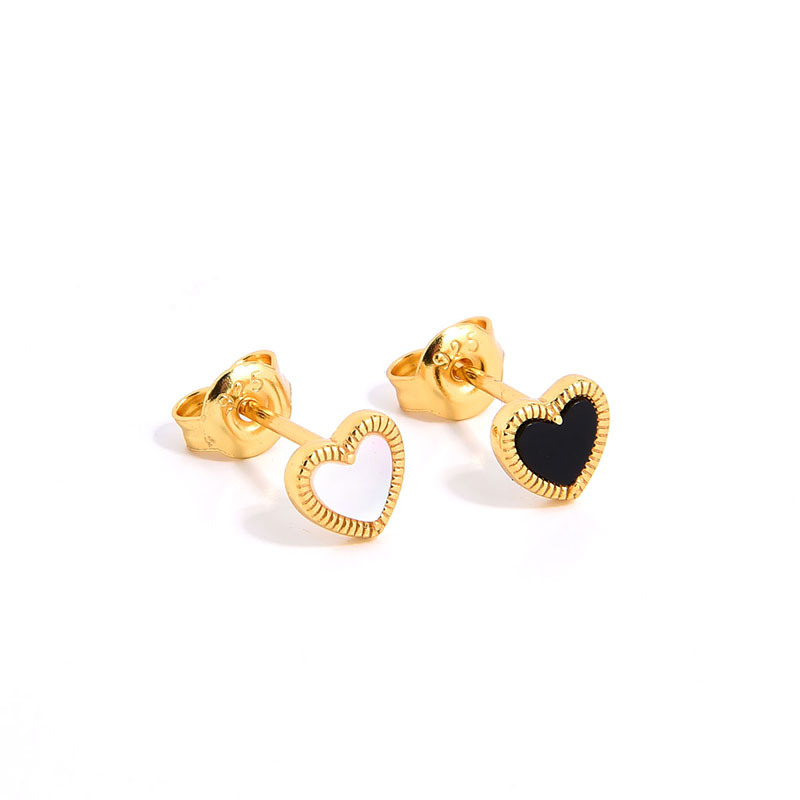 4g Weight 925 Sterling Silver Ear Needle Material Agate, Shell Inlay Material Ear Studs Classification 1 Pair Quantity Holiday, Daily Occasion 925 Sterling Silver Material Heart Shape Pattern Women's Gender Inlay Design Sweet, Simple Style Style 1 Pair 925 Sterling Silver Agate Shell Heart Shape Ear Studs 7