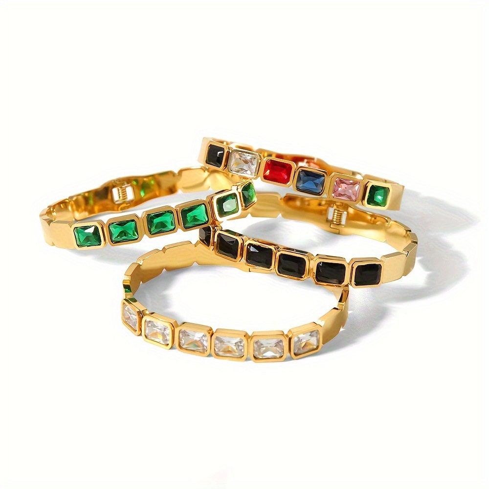 Bracciale rigido con diamanti placcato oro stile retrò_voghion.com