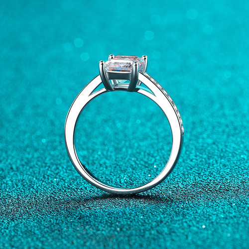 925 silver ring women's moissanite ring plated pt950 gold meson radiant emerald cut ring manufacturer wholesale