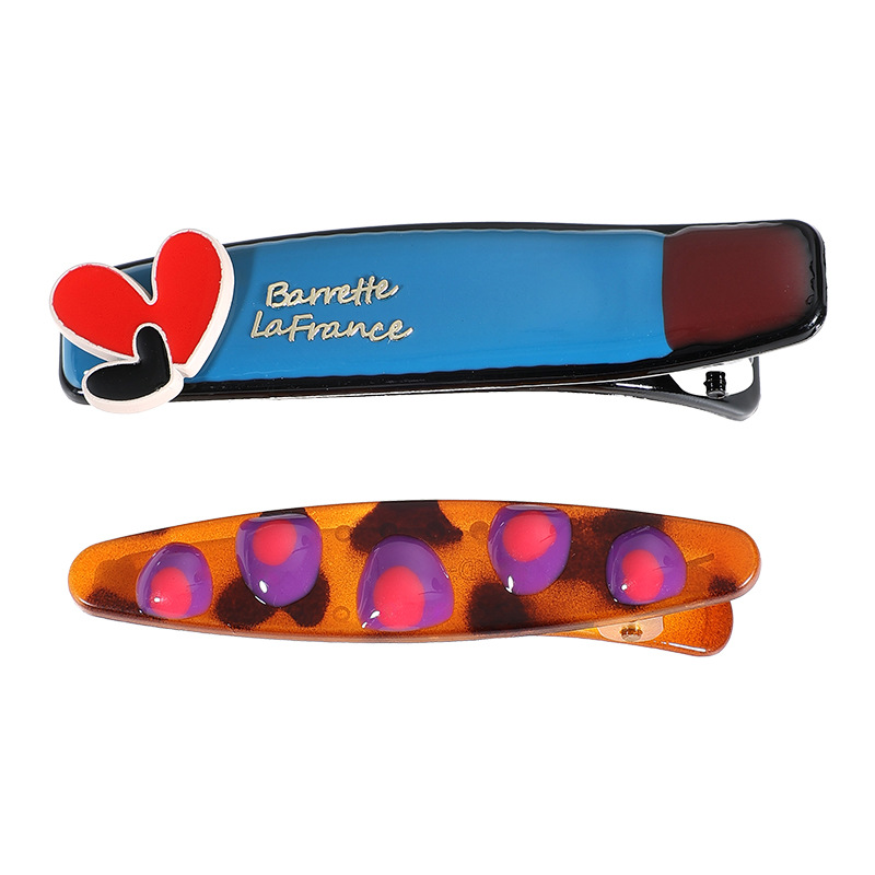 Retro de alto nivel amor abrazadera de cabello frente fresa fresa abrazadera de fresa 2025 nuevo lado abrazadera de boca de pato toque de cabello