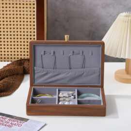 实木首饰盒桌上收纳盒复古桌面珠宝戒指项链耳饰手饰品盒