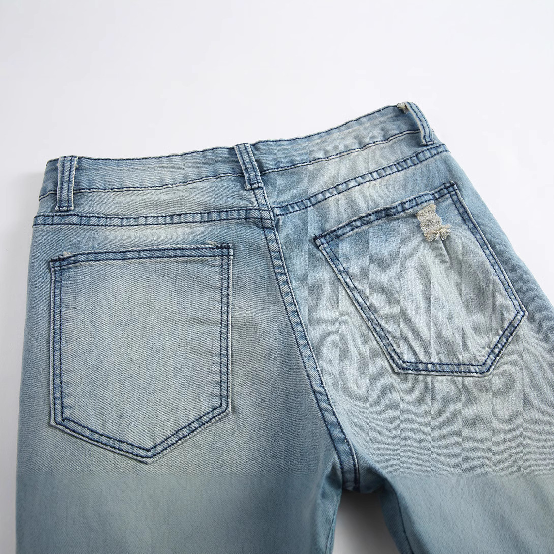 boy 2024 Foreign Trade Cross-Border Hot-Seller Washed Distressed Men's Skinny Jeans Wholesale_voghion.com
