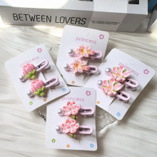 小清新粉色桃花发夹甜美女生发饰碎发刘海不伤发发卡小女孩鸭嘴夹