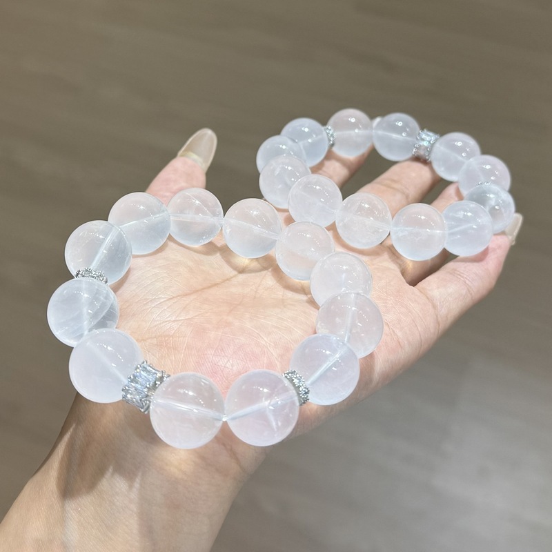 天然水晶奶白晶手链温润如玉奶白晶大颗粒单圈手串女款送闺蜜礼物|undefined