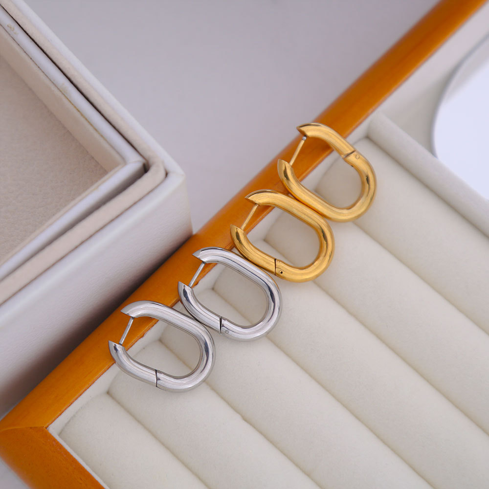 10g Weight PVD Coated Gold Plating Process 304 Stainless Steel Ear Needle Material 18K Real Gold Plated Plating Material 1 Pair Simple Style Classic Style Solid Color Plating Titanium Steel Earrings